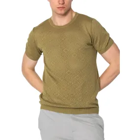 RNT23 Geometric crochet t-shirt green