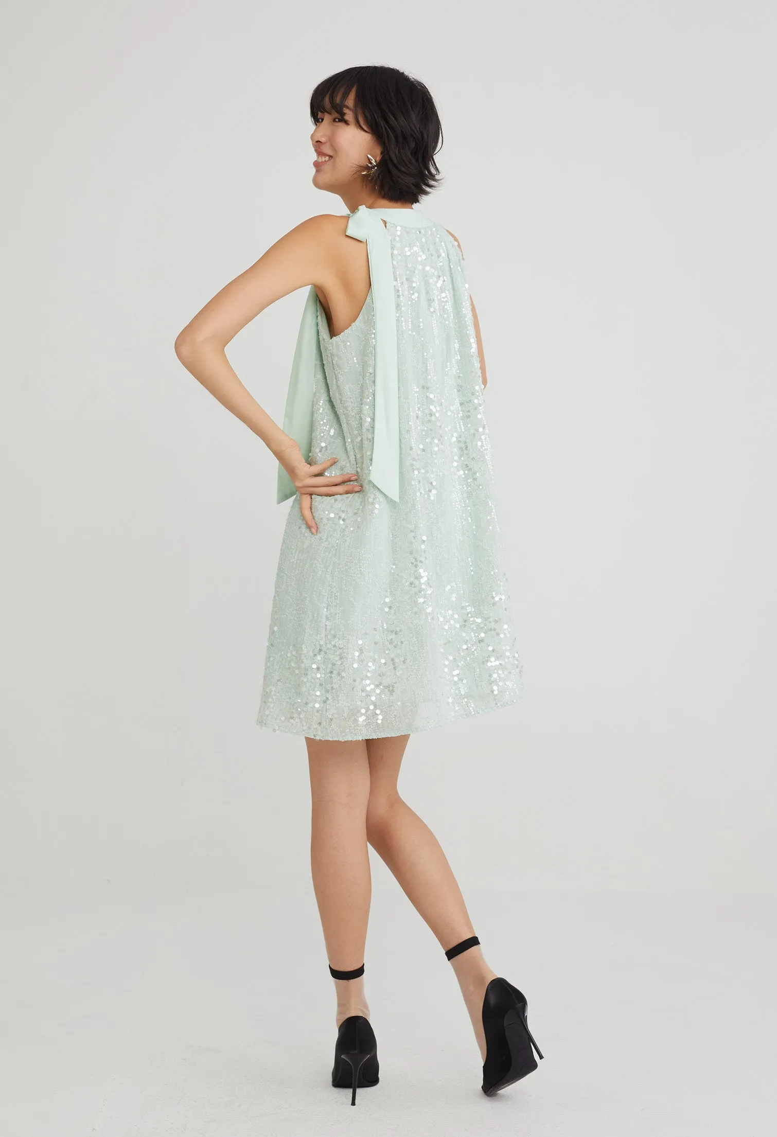 Sequin 80's Halter Dress