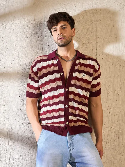 Shades Of Burgundy Crochet Shirt