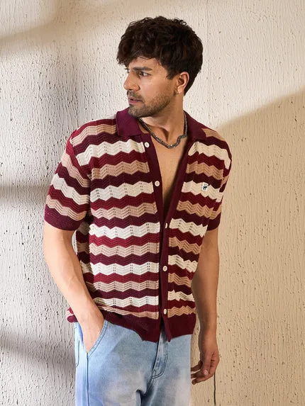 Shades Of Burgundy Crochet Shirt