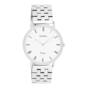 Silver coloured OOZOO watch with silver coloured stainless steel bracelet - C20365