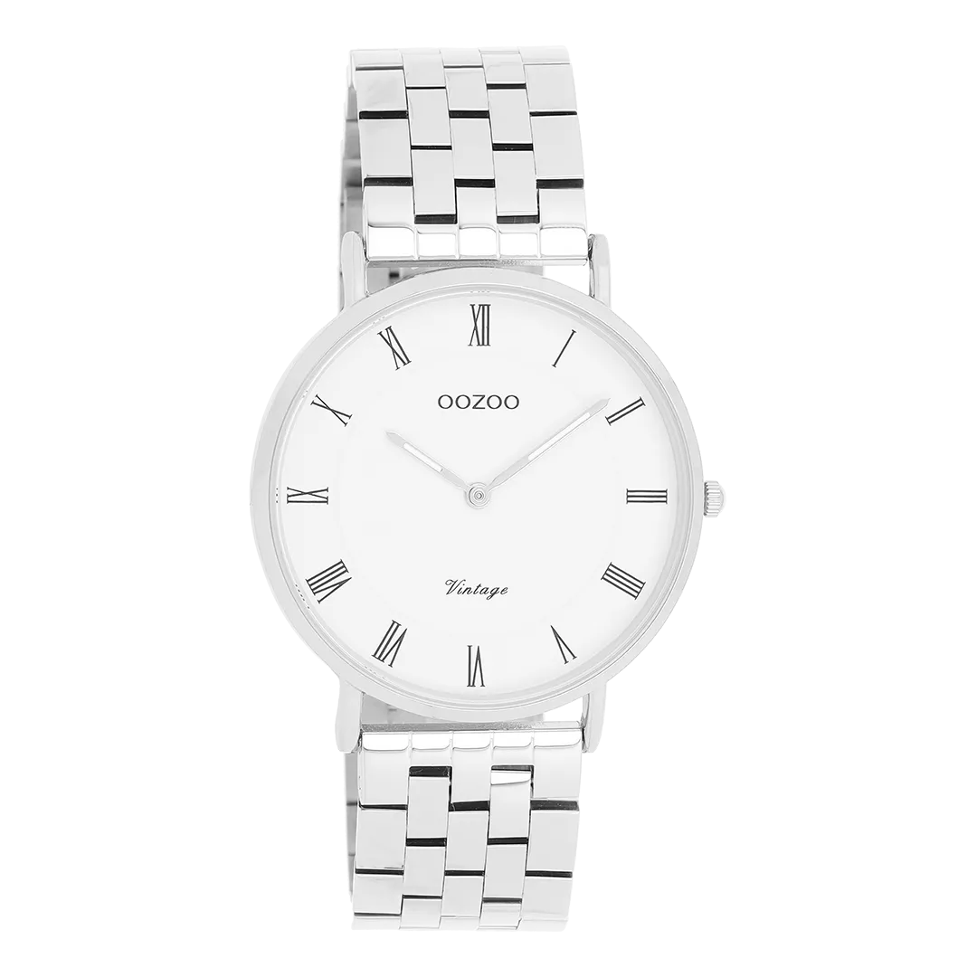 Silver coloured OOZOO watch with silver coloured stainless steel bracelet - C20365