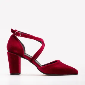 Sina -Burgundy Velvet Shoes