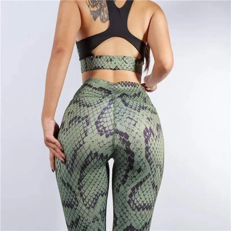 Snake Print Effect 2 Piece Activewear Fitness Set