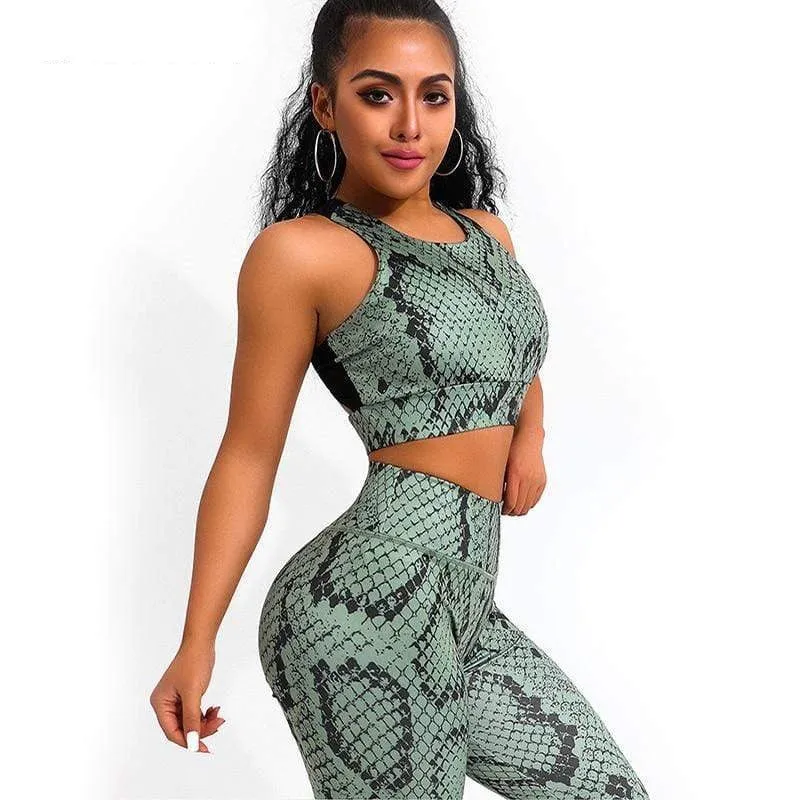 Snake Print Effect 2 Piece Activewear Fitness Set