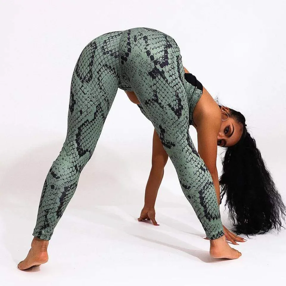 Snake Print Effect 2 Piece Activewear Fitness Set