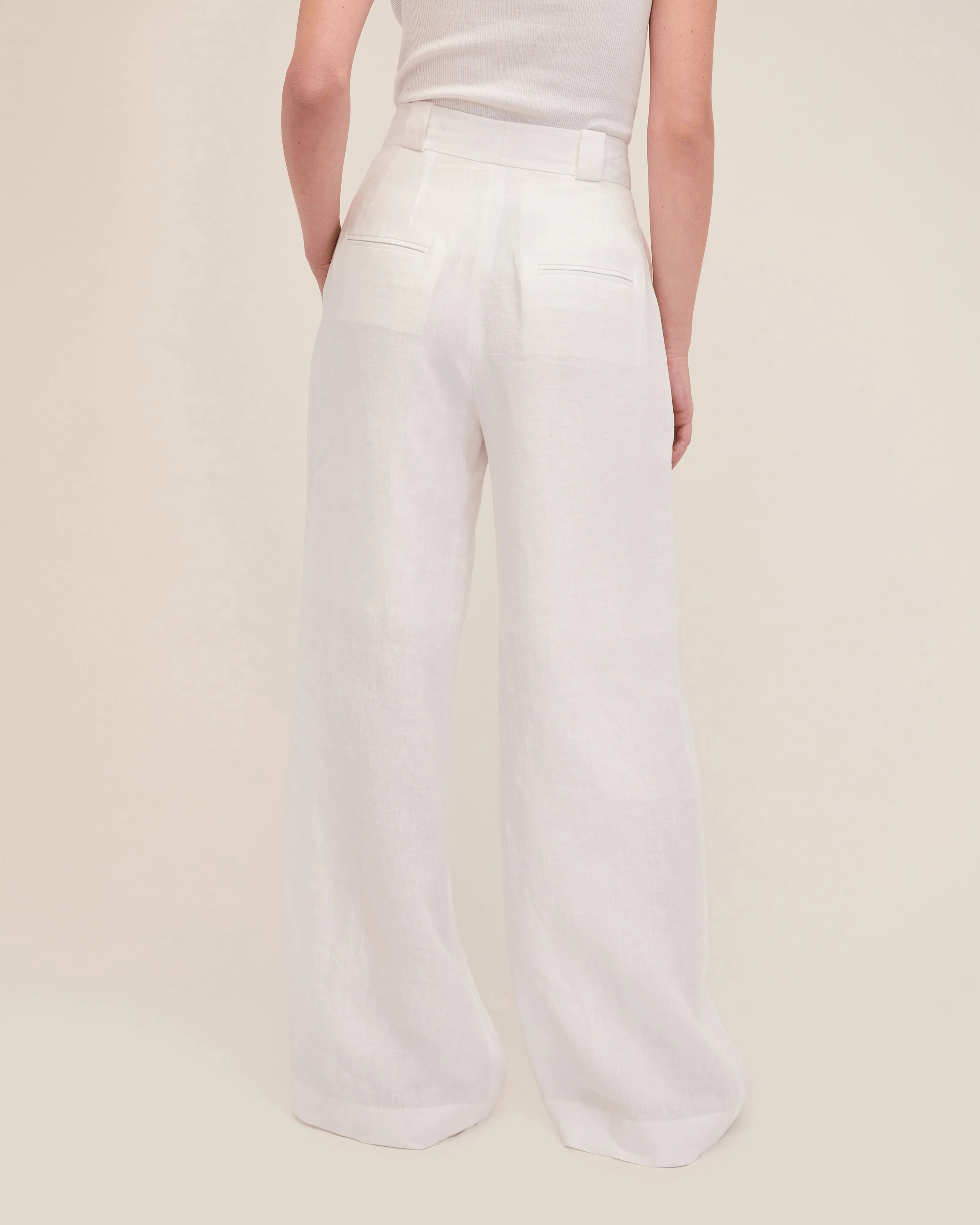 Solea Linen Wide Leg Trouser in White