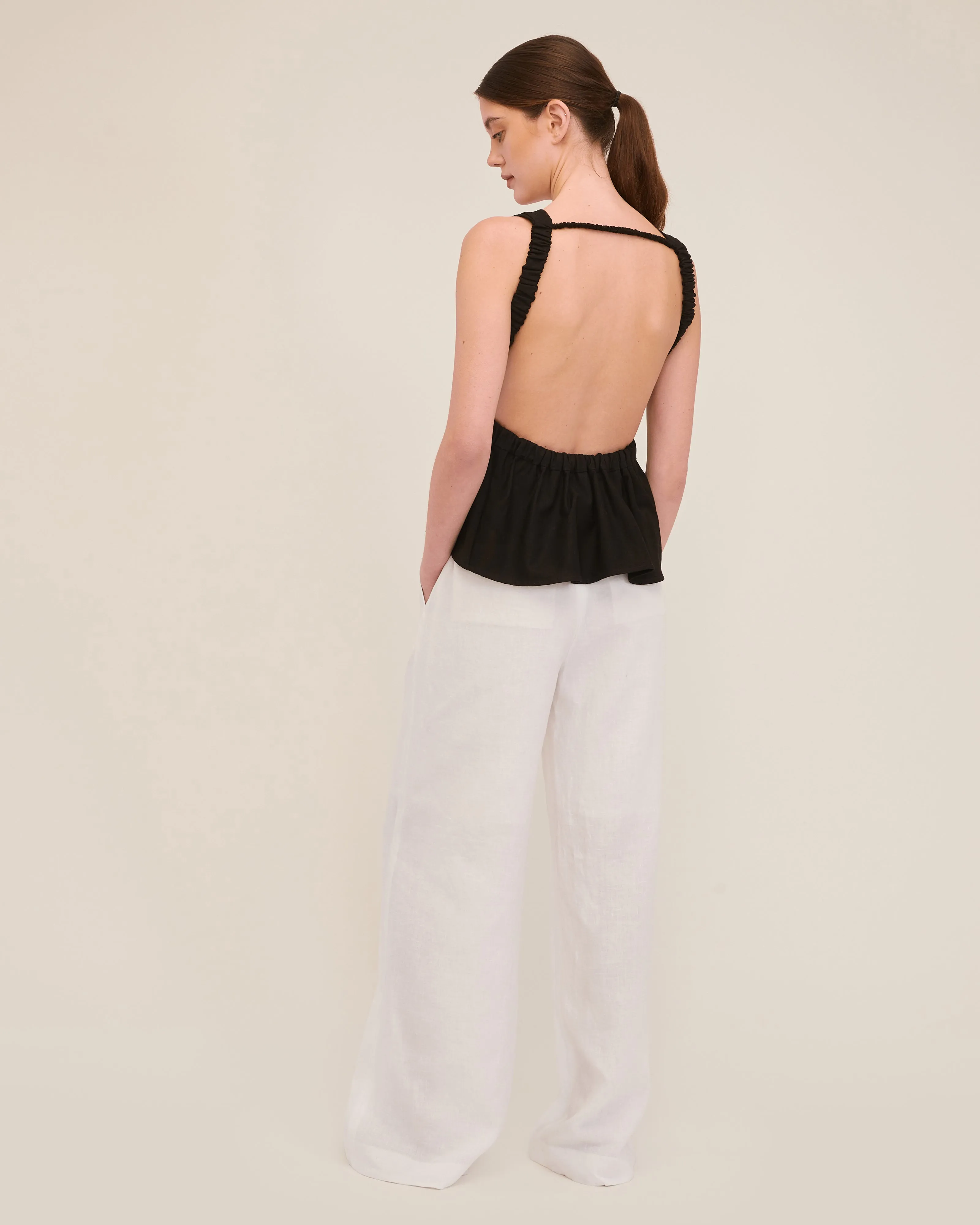 Solea Linen Wide Leg Trouser in White