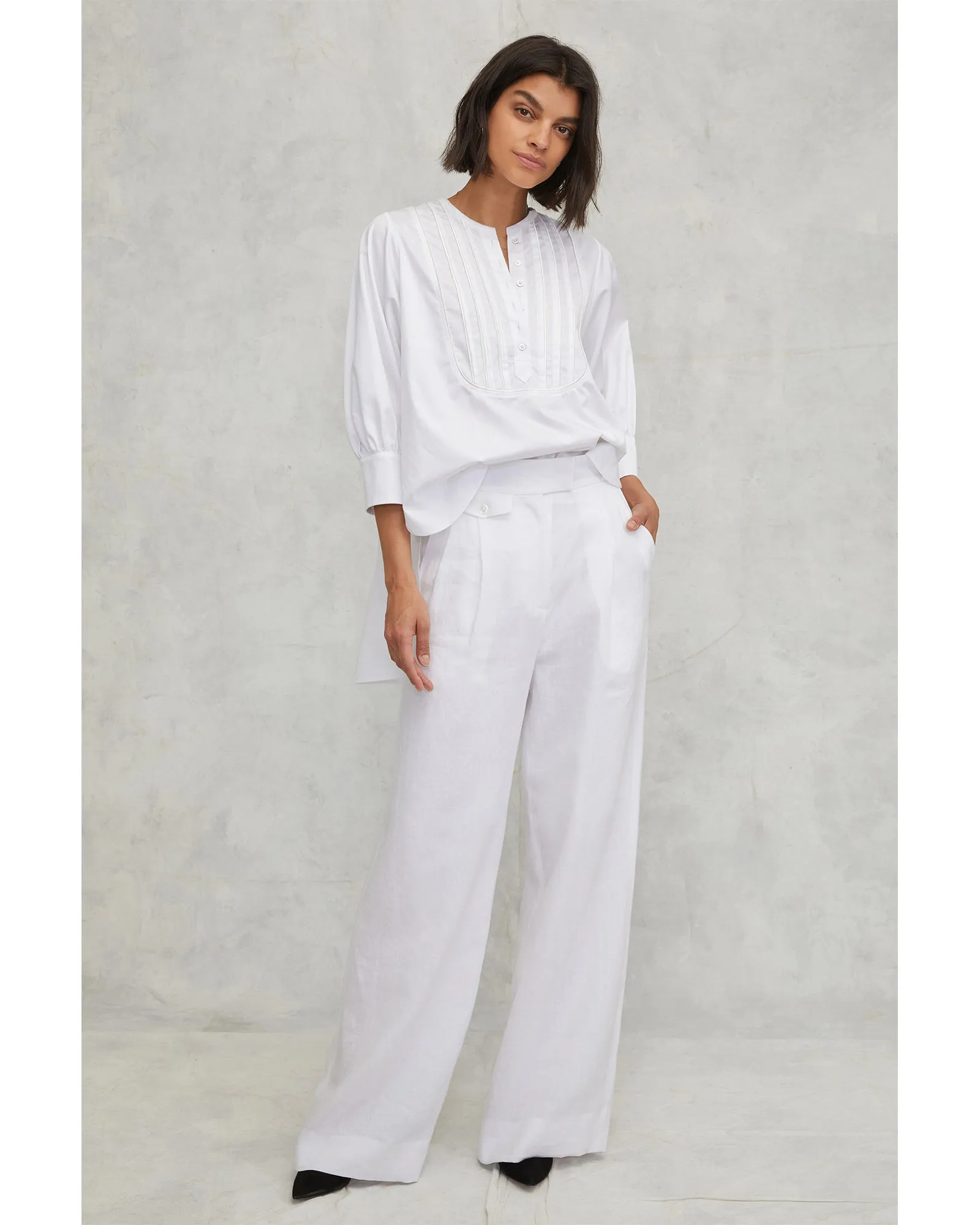 Solea Linen Wide Leg Trouser in White