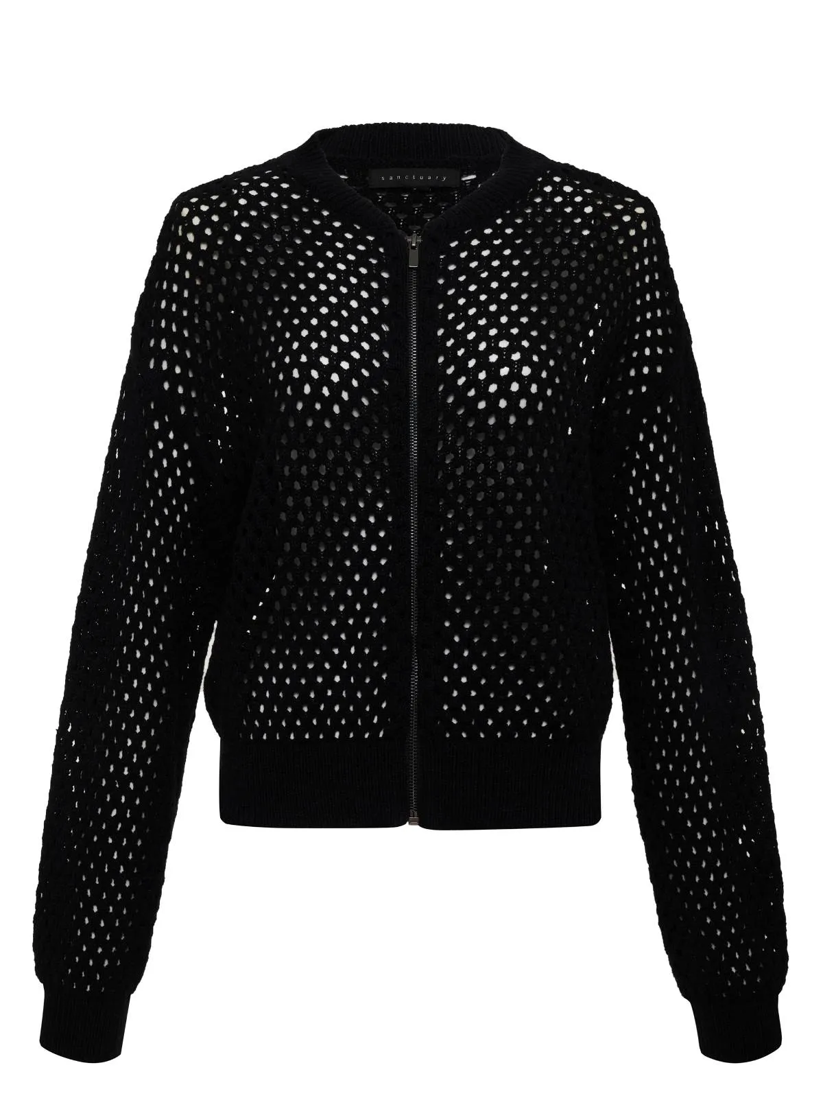 Stepping Out Bomber Sweater Jacket Black