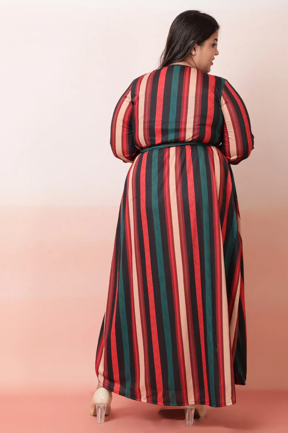 Striped Wrap Maxi Dress