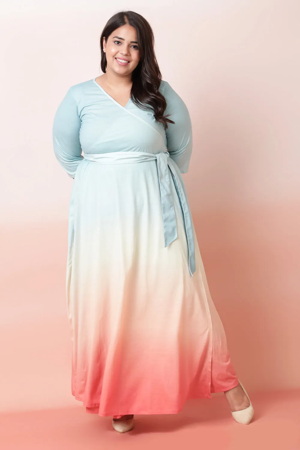 Sunrise Ombre Maxi Wrap Dress