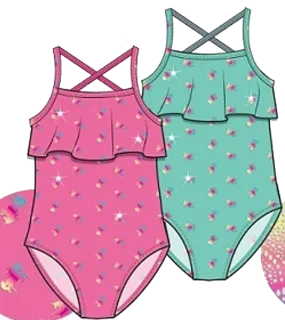 Swimwear Girls Sz 2-4 Rainbow Foil Unicorn Pattern One Piece Swimsuit, Size 2-4