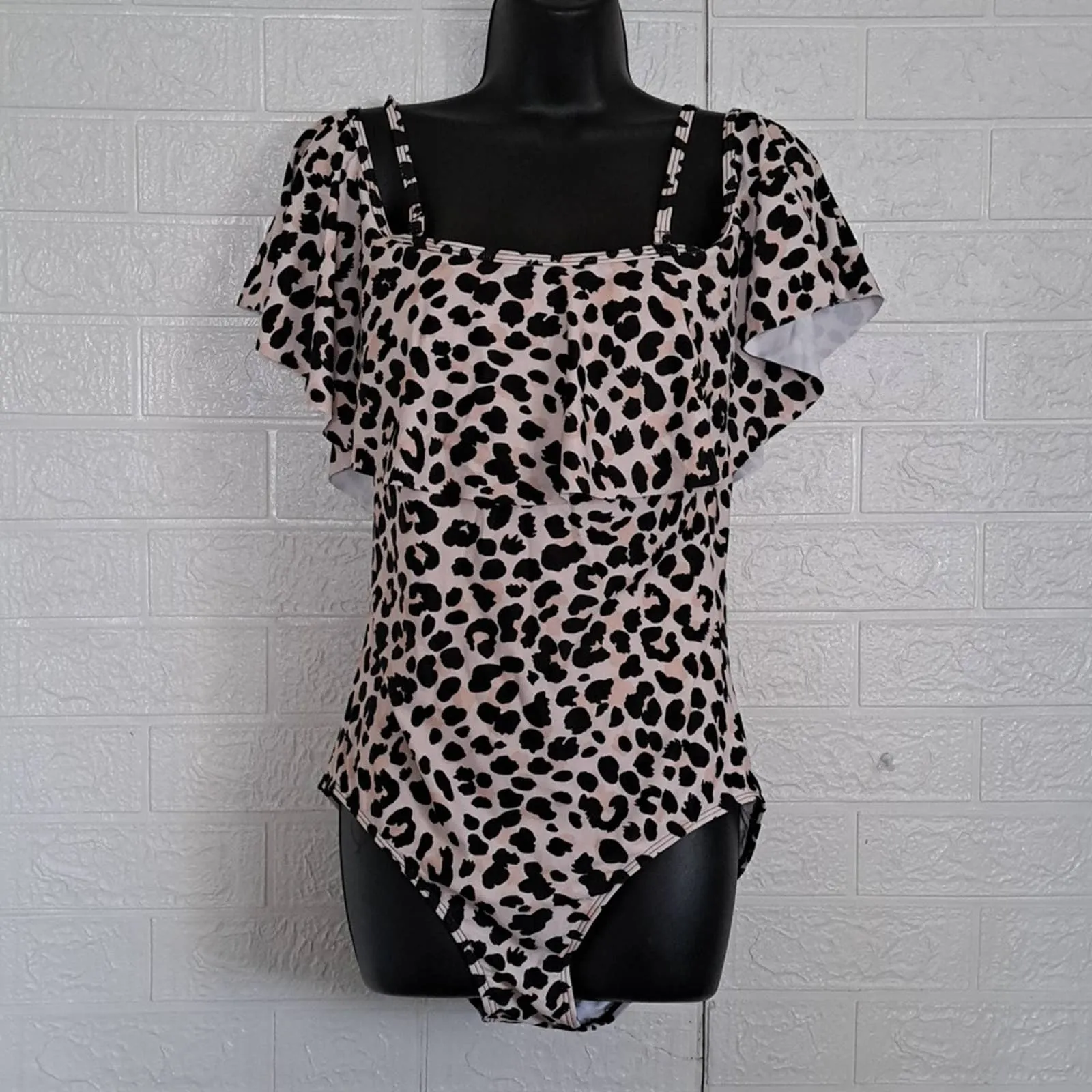 Tempt Me Adjustable Strap Vintage One Piece Swimwear Leopard