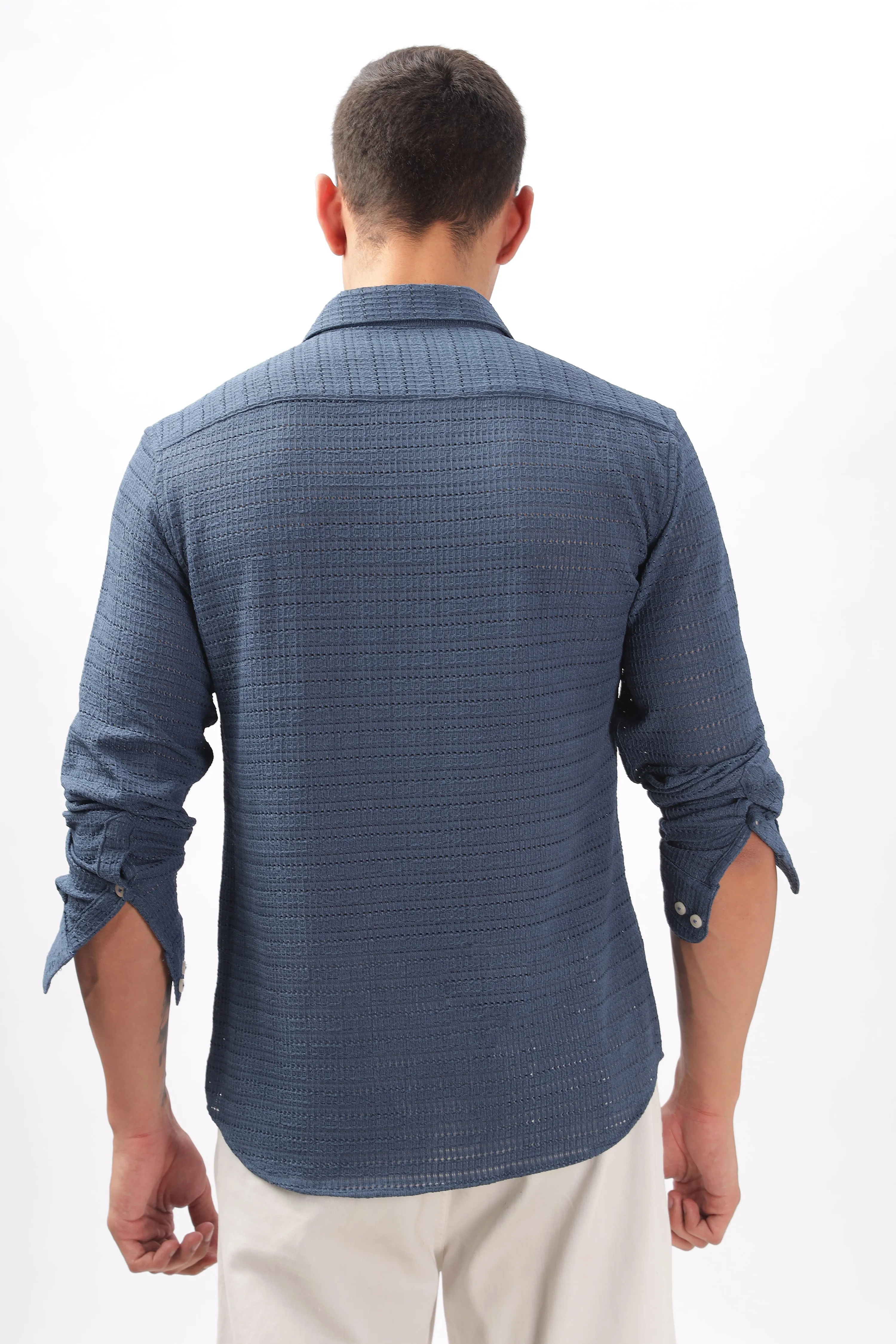 Textured Navy Blue Shirt