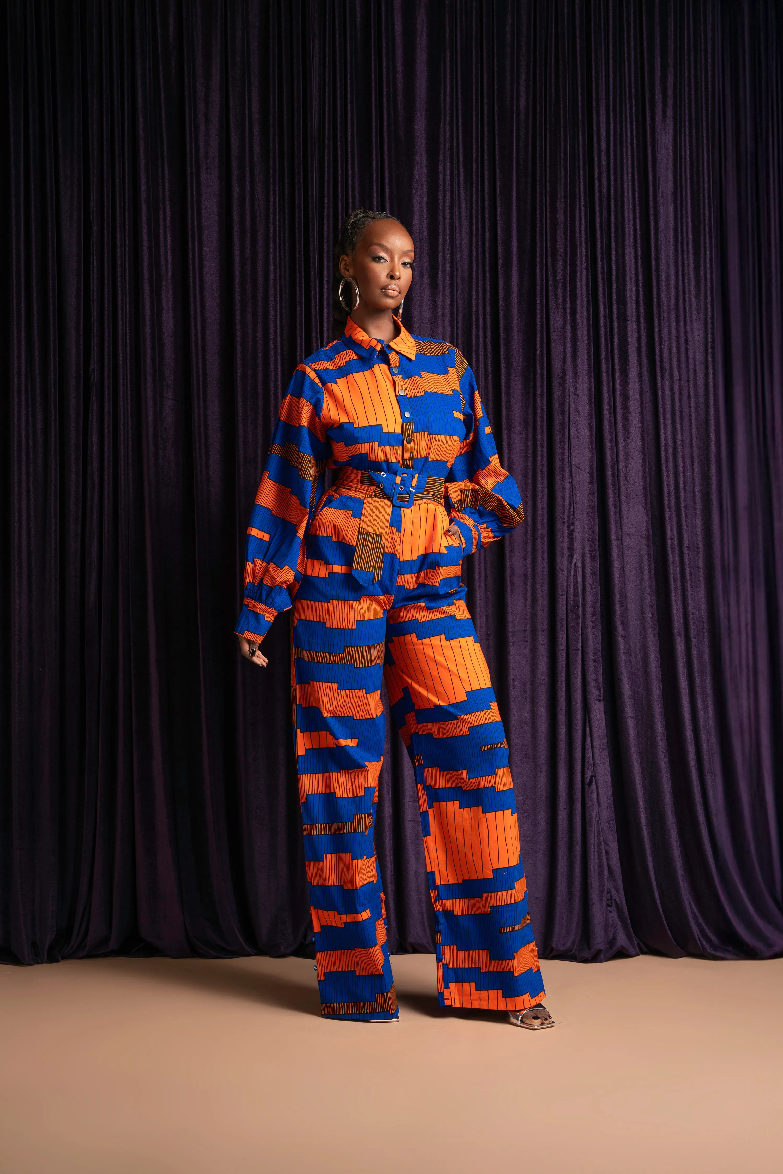 TOMIE African print long sleeve jumpsuit