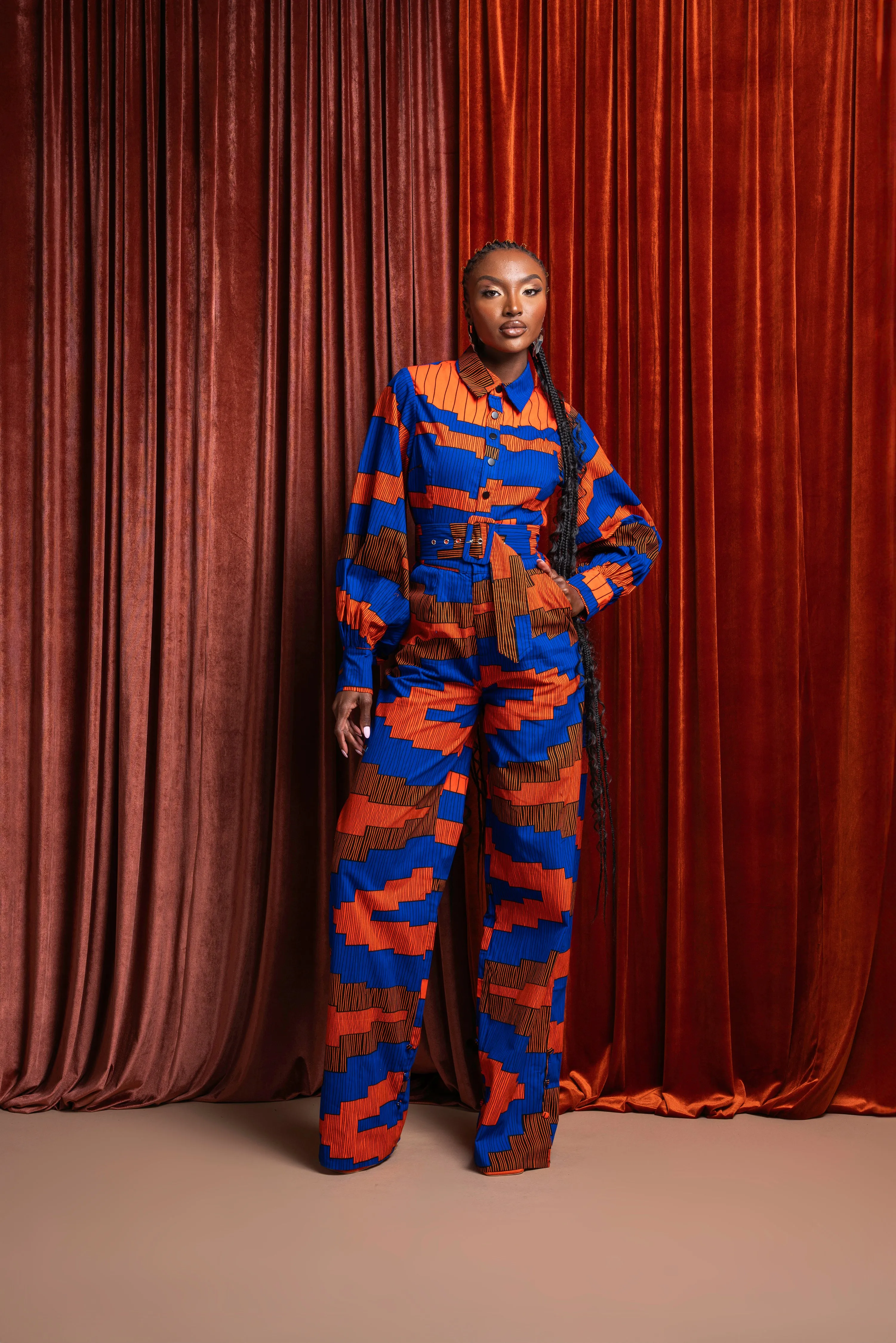 TOMIE African print long sleeve jumpsuit