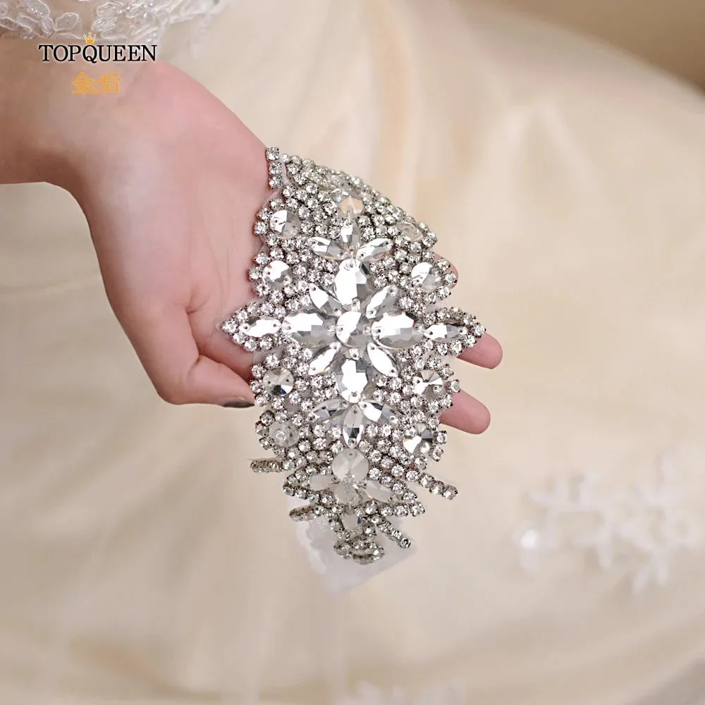 TOPQUEEN Soft Sexy Wedding Bridal Garters Belts Women Girl Diamond Lace Elastic Leg Ring for Party Evening Home Cosplay THS01