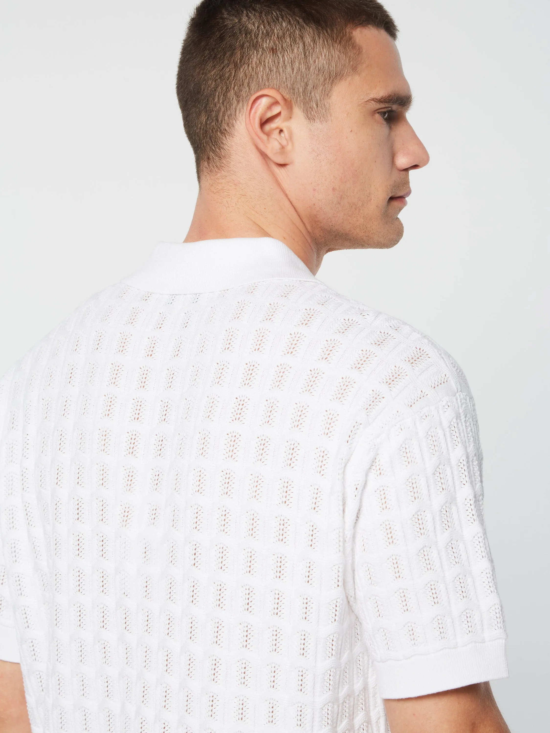 Ulivo Crochet Shirt- Brilliant White