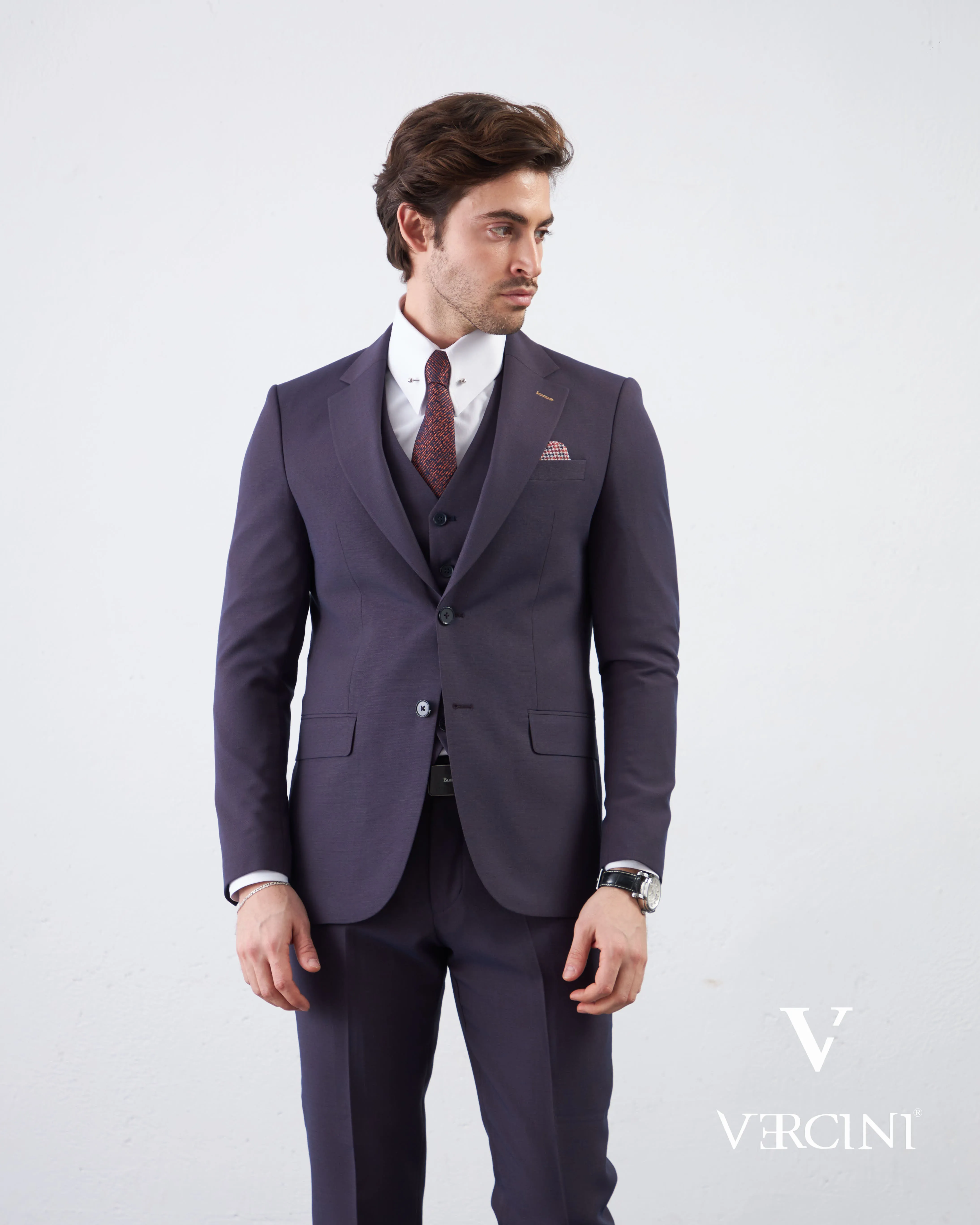 Vercini Rich purple Sophisticate Three-Piece Men's Suit