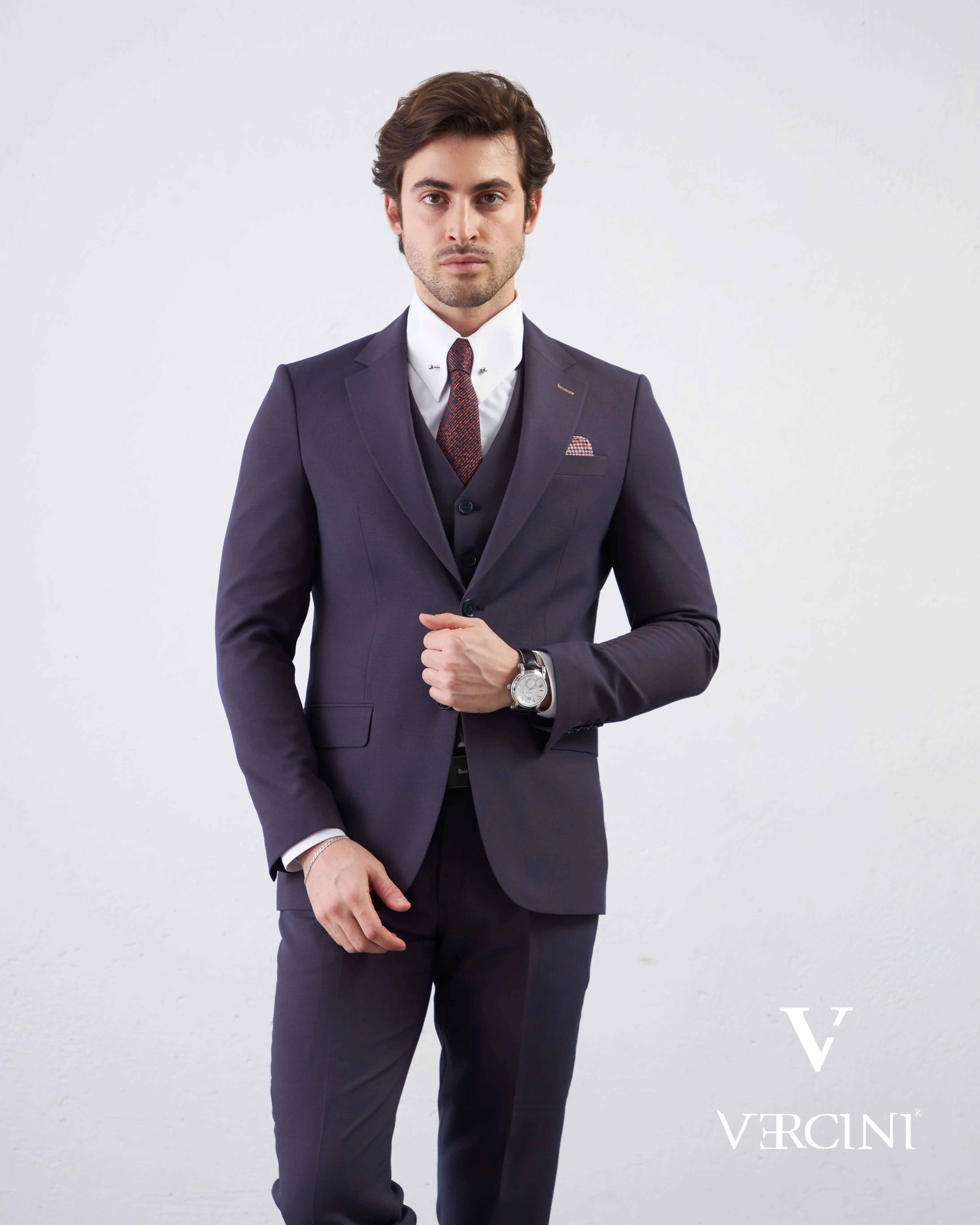 Vercini Rich purple Sophisticate Three-Piece Men's Suit