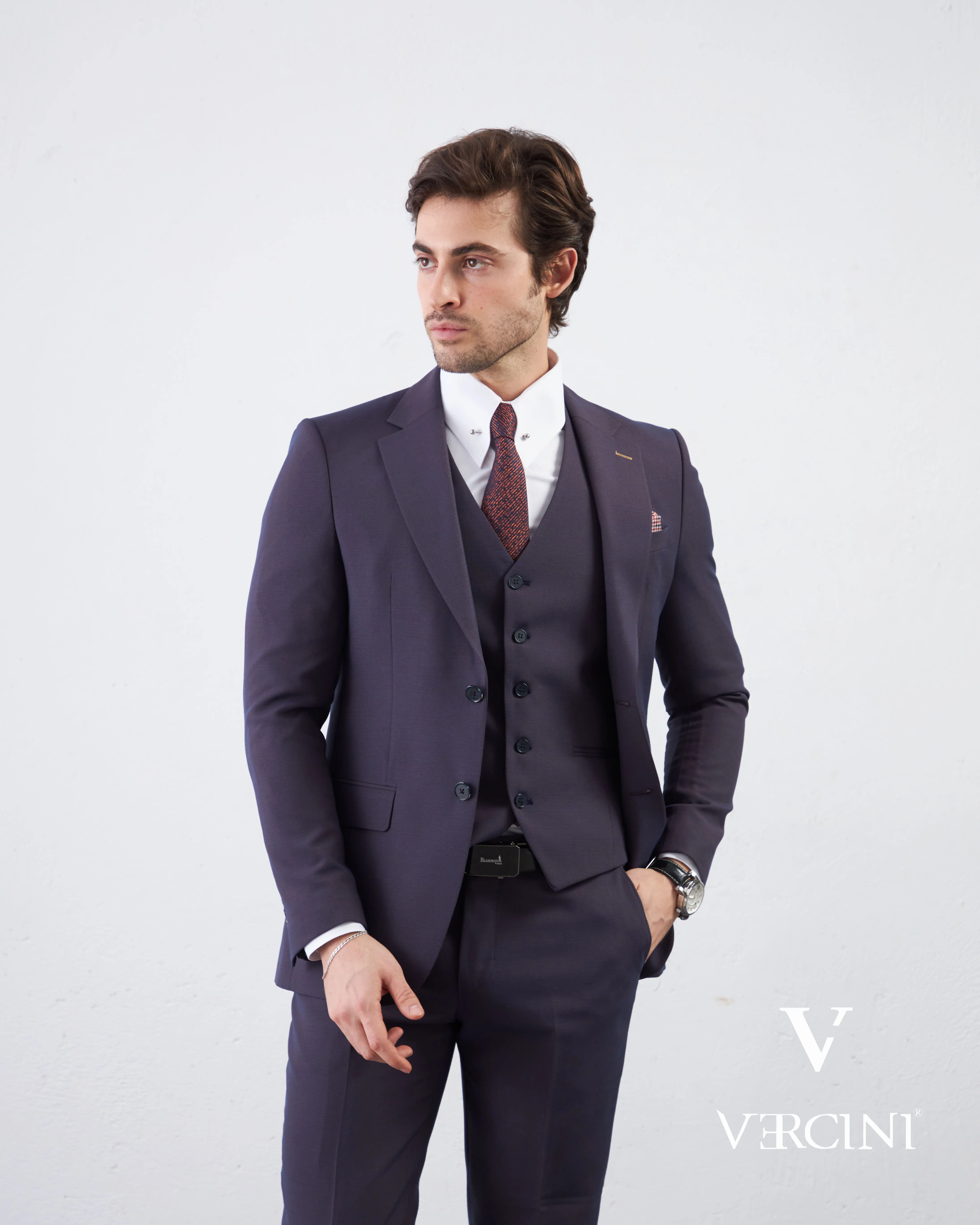 Vercini Rich purple Sophisticate Three-Piece Men's Suit