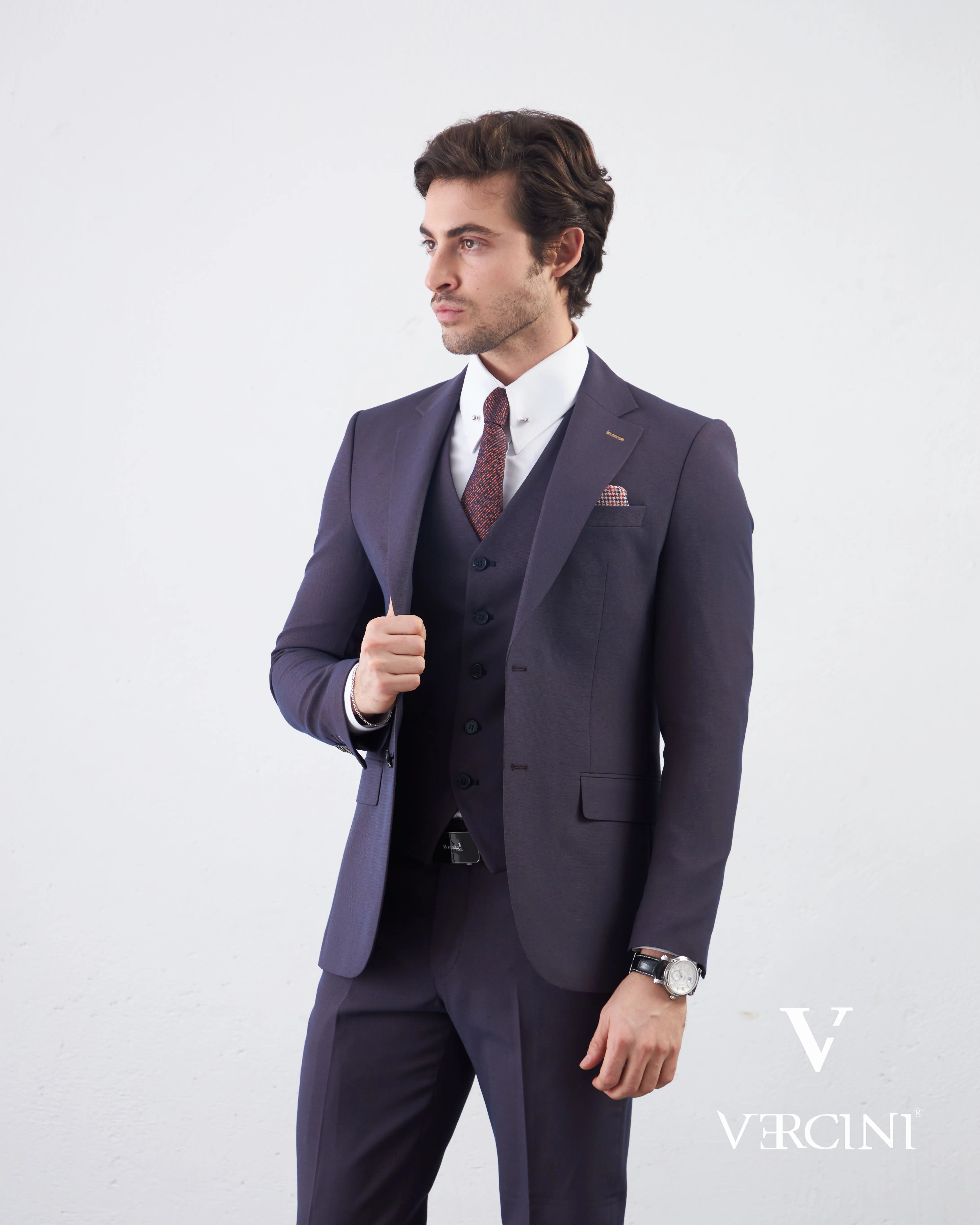 Vercini Rich purple Sophisticate Three-Piece Men's Suit