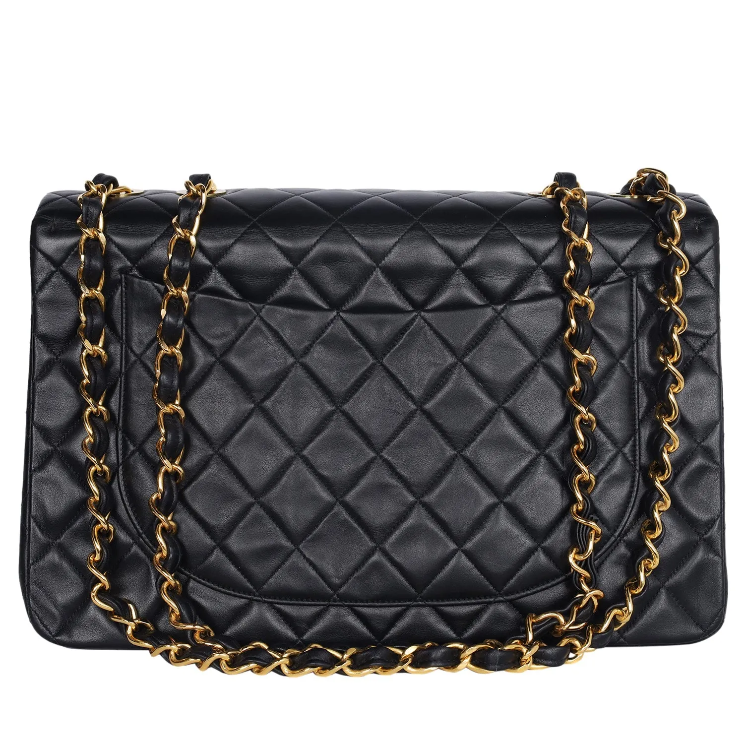 Vintage Chanel Black Quilted Jumbo Classic Flap Bag (Authentic Pre-Owned)