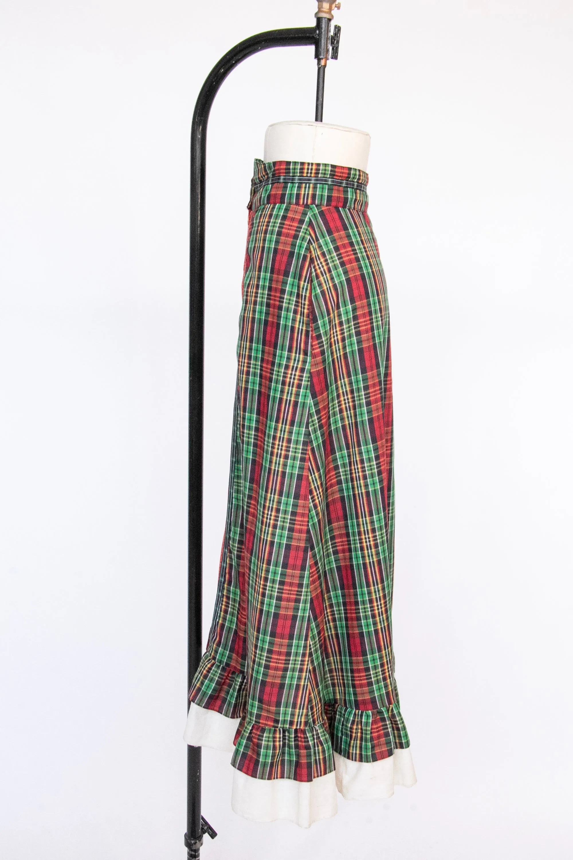 Vintage Gunne Sax Maxi Skirt 1970s Cotton Plaid M