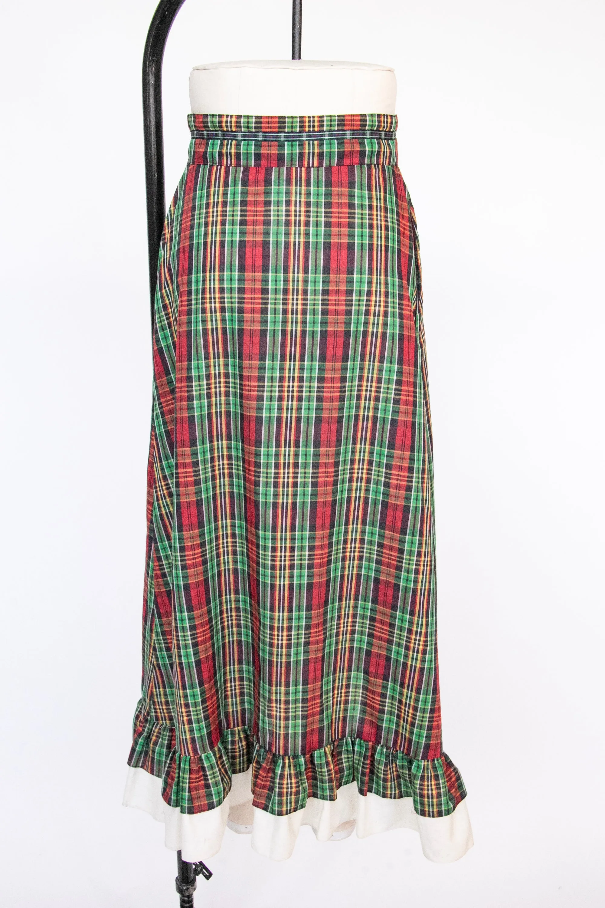 Vintage Gunne Sax Maxi Skirt 1970s Cotton Plaid M