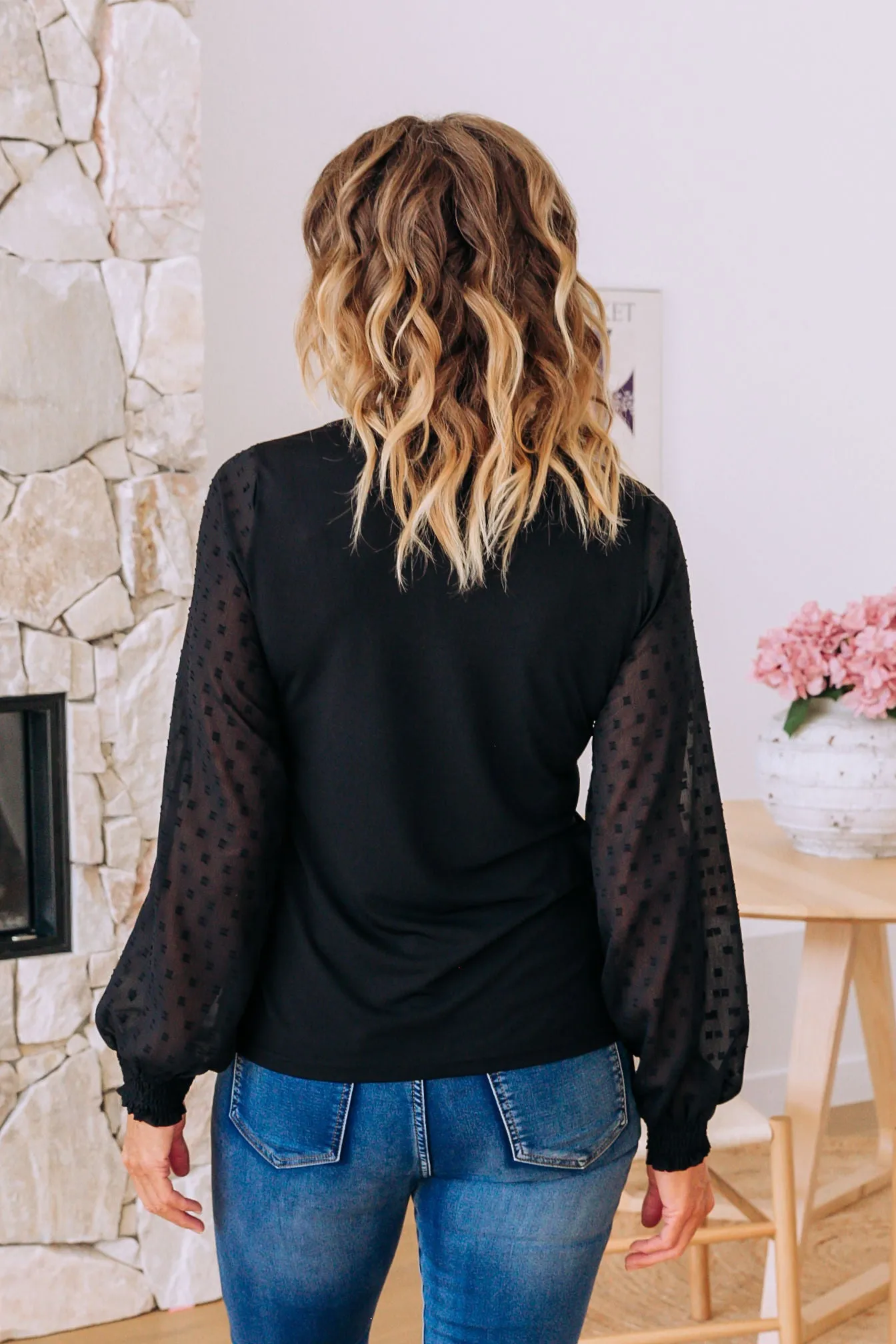 Whitney Long Sleeve Top in Black