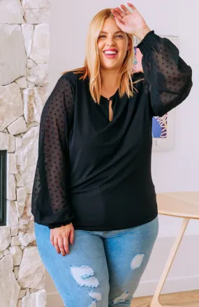 Whitney Long Sleeve Top in Black