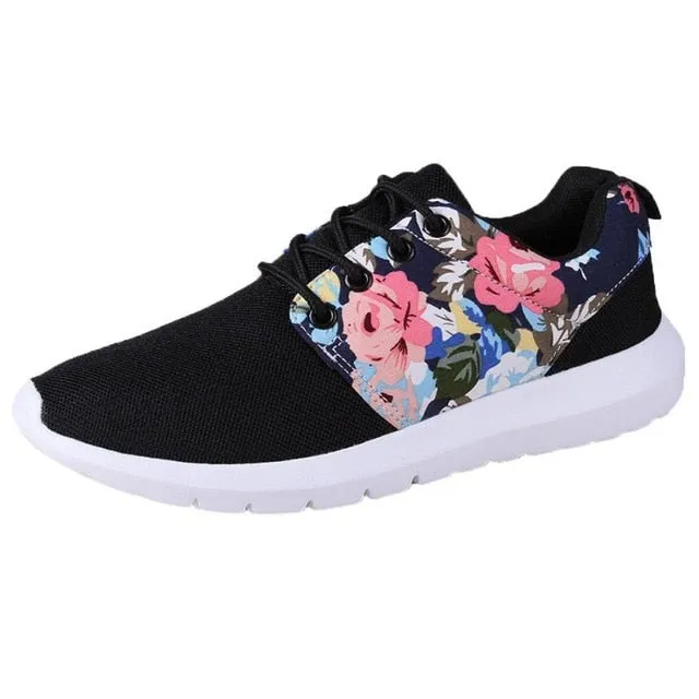 Women's Breathable Print Flower Flat Shoes