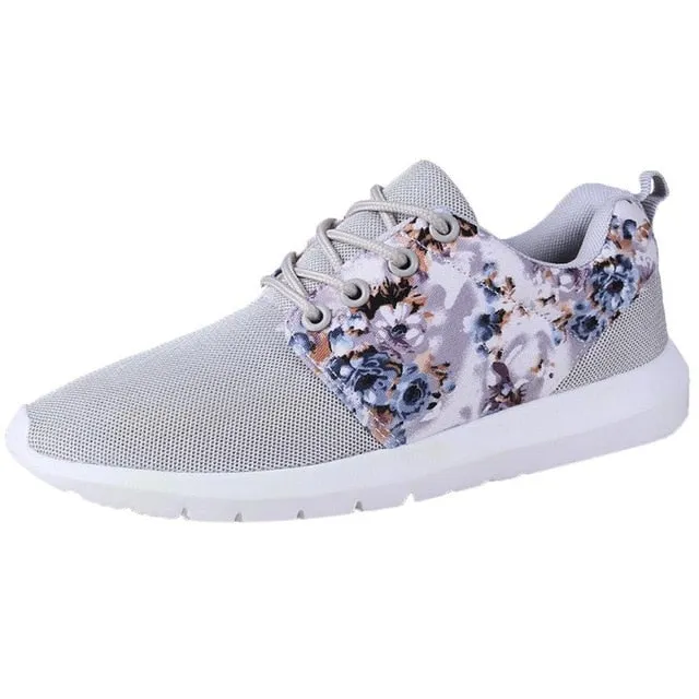 Women's Breathable Print Flower Flat Shoes