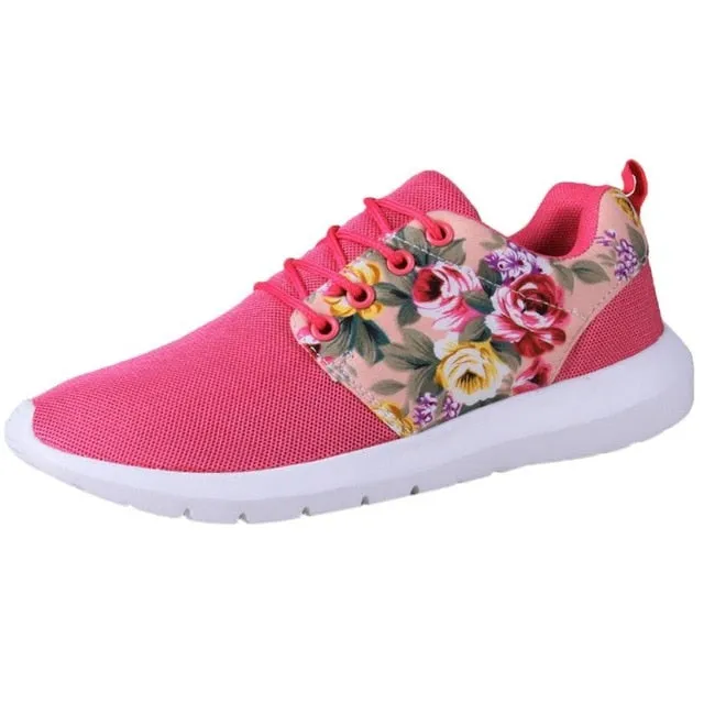 Women's Breathable Print Flower Flat Shoes