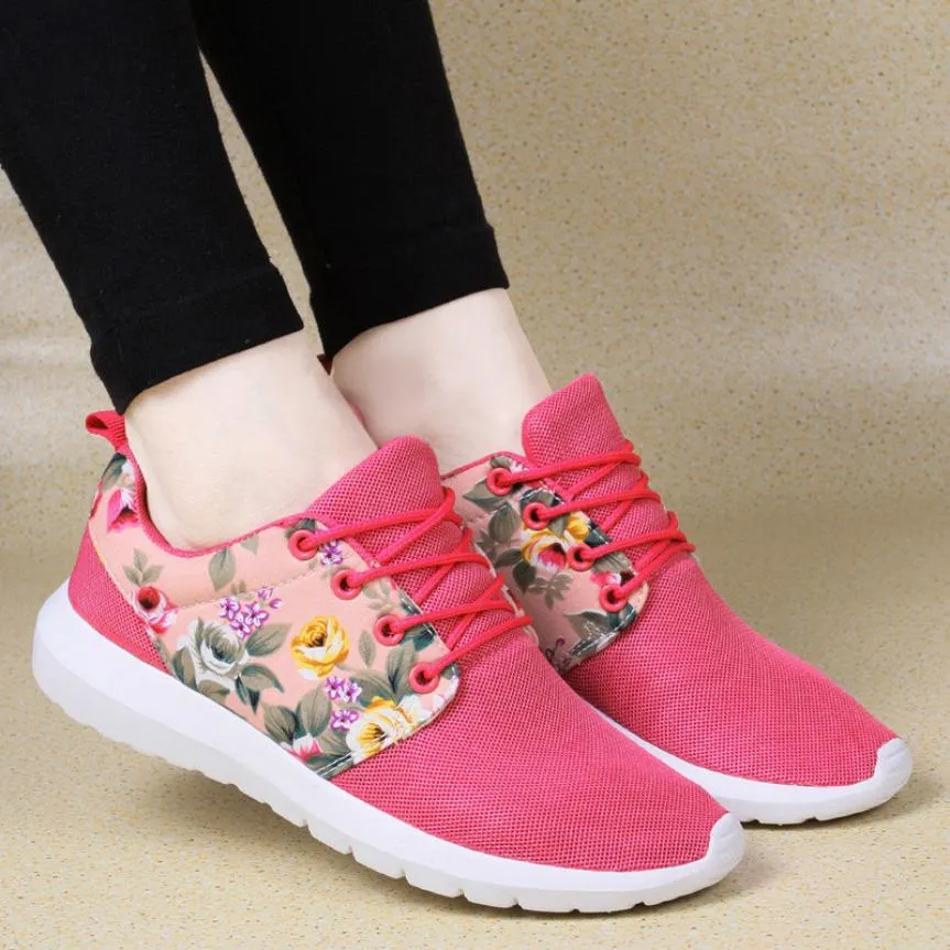 Women's Breathable Print Flower Flat Shoes